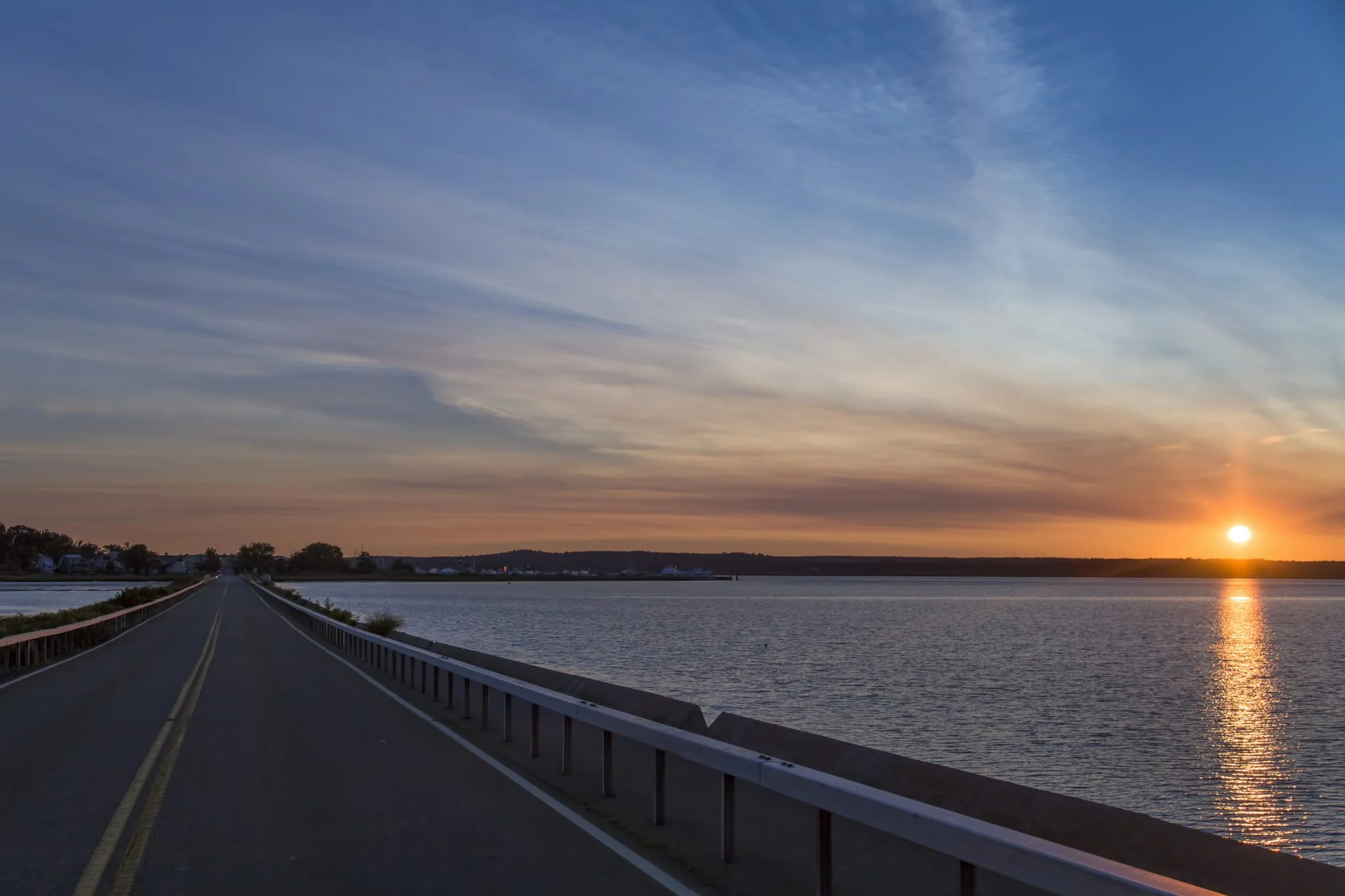 Causeway Over The Connecticut River At Sunset Near Saybrook Point Resort &