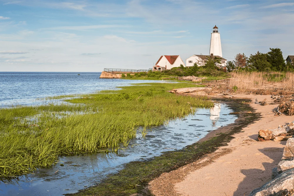 Photo of a Tall Atlantic Ocean Lighthouse, One of the Area's Finest Connecticut Attractions.