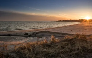 Harvey Beach at sunset in Old Saybrook, CT.