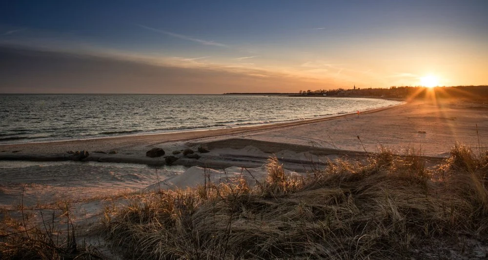 Harvey Beach at sunset in Old Saybrook, CT.
