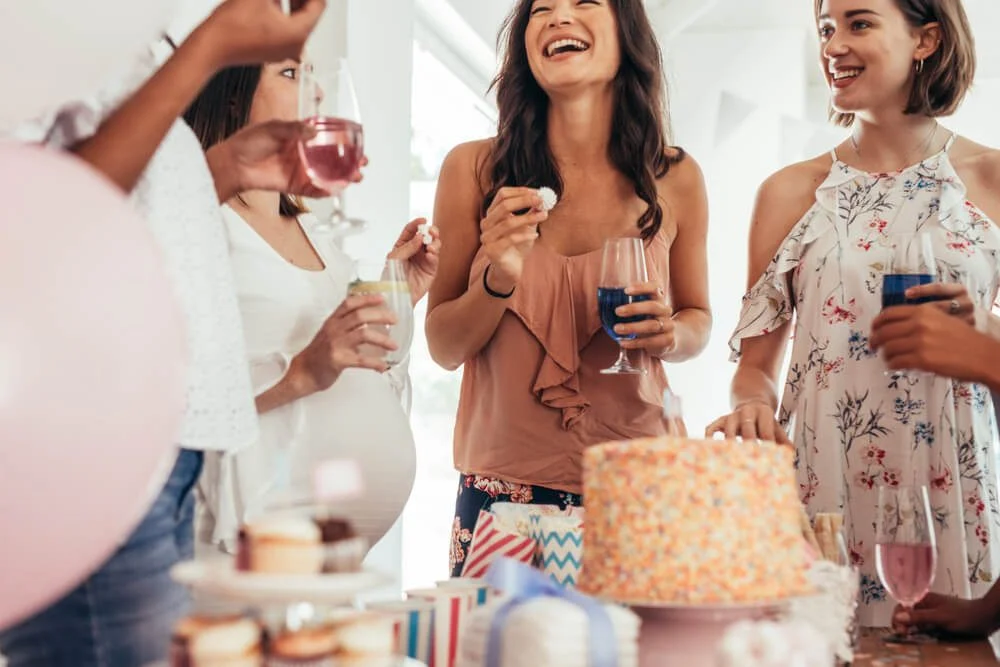 A group of women celebrate a baby shower, along the Connecticut Coast.